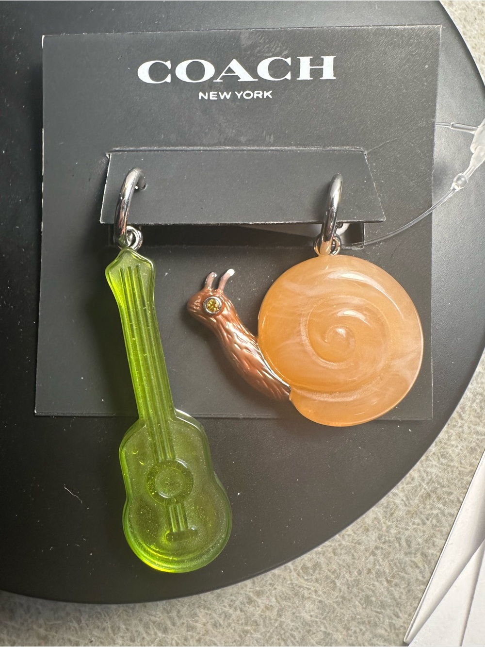 Coach Asymmetrical Guitar & Snail Drop Earrings - Green & Brown - Picture 10 of 10